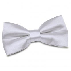 Silver Satin Pre-Tied Thistle Bow Tie