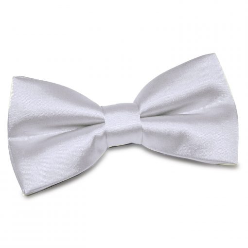 Silver Satin Pre-Tied Bow Tie