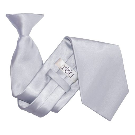 Silver Satin Clip On Tie