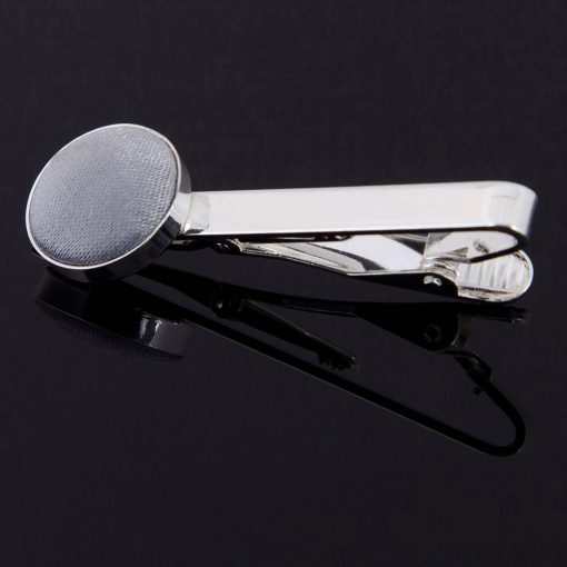 Silver Satin Inlay Tie Clip