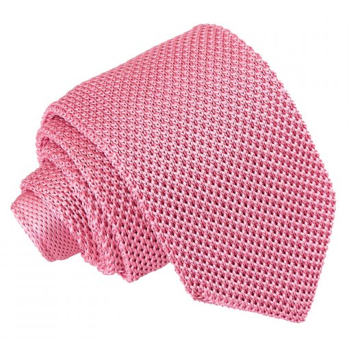 Strawberry Pink Knitted Slim Tie