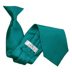 Teal Satin Clip On Tie