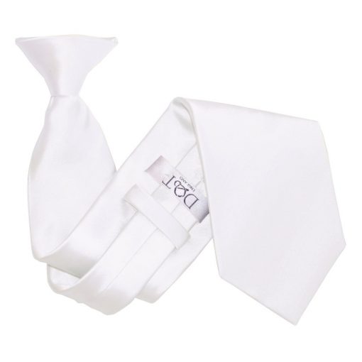 White Satin Clip On Tie