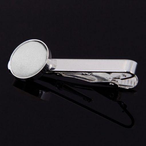 White Satin Inlay Tie Clip