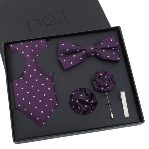 Black Polka Dot Tie 5pc Gift Box Set