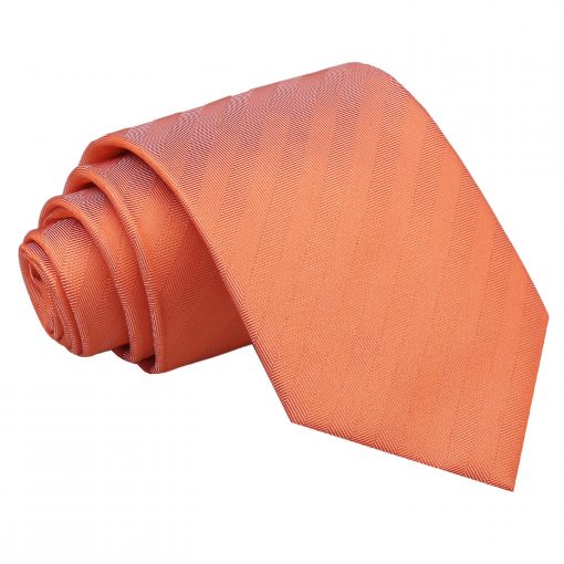 Coral Herringbone Silk Tie
