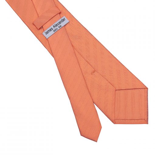 Coral Herringbone Silk Tie