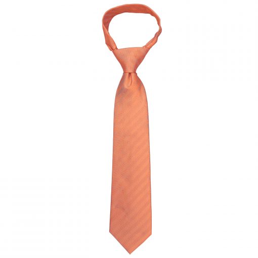 Coral Herringbone Silk Tie