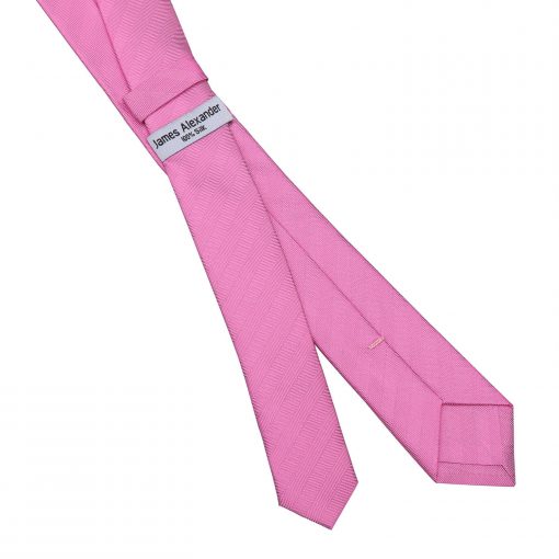 Fuchsia Pink Herringbone Silk Skinny Tie