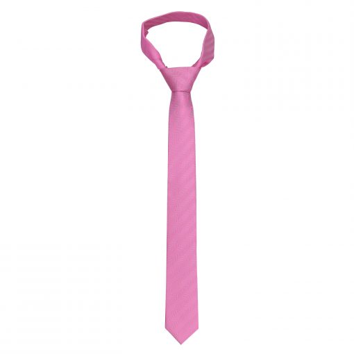 Fuchsia Pink Herringbone Silk Skinny Tie