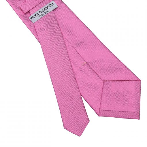 Fuchsia Pink Herringbone Silk Classic Tie