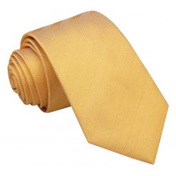 Primrose Yellow Herringbone Silk Slim Tie