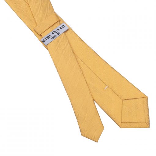 Primrose Yellow Herringbone Silk Slim Tie