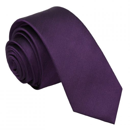 Purple Herringbone Silk Skinny Tie