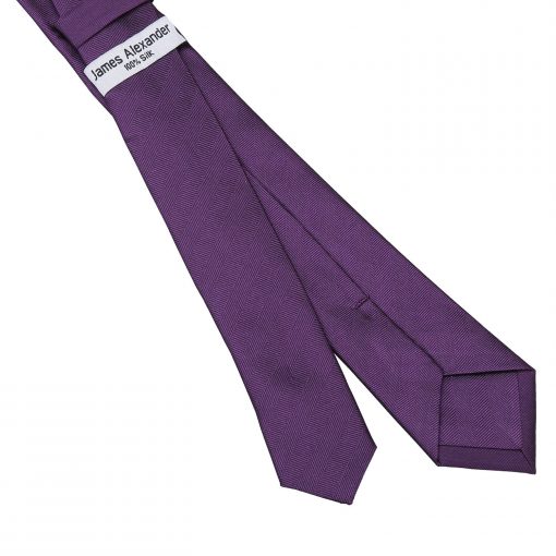 Purple Herringbone Silk Skinny Tie