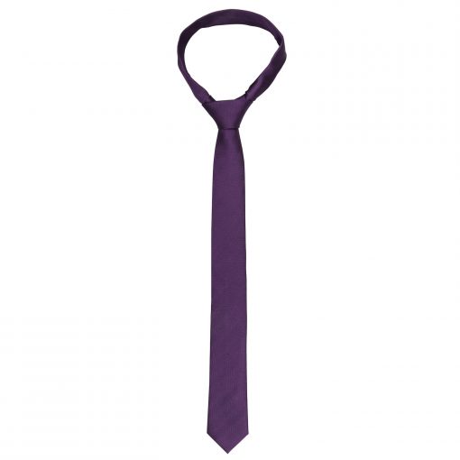 Purple Herringbone Silk Skinny Tie