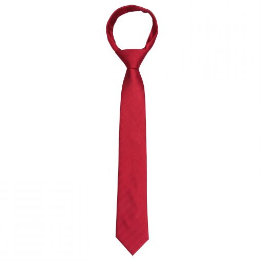 Red Herringbone Silk Slim Tie