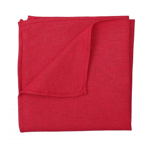 Red Hopsack Linen Pocket Square