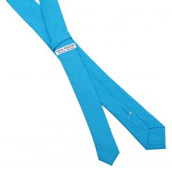 Turquoise Blue Hopsack Linen Skinny Tie
