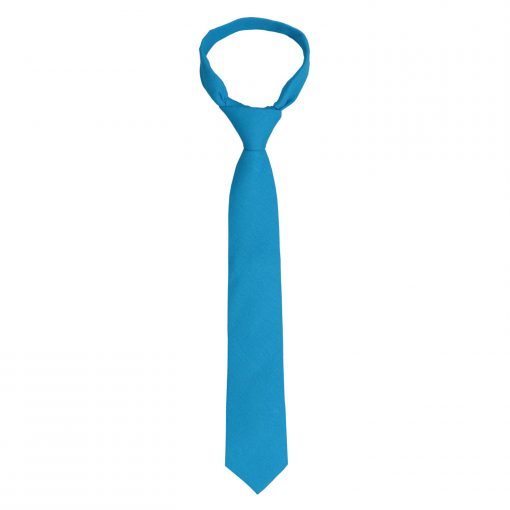 Turquoise Blue Hopsack Linen Slim Tie