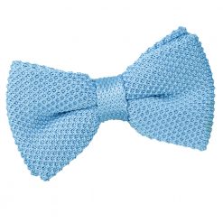 Baby Blue Knitted Pre-Tied Bow Tie