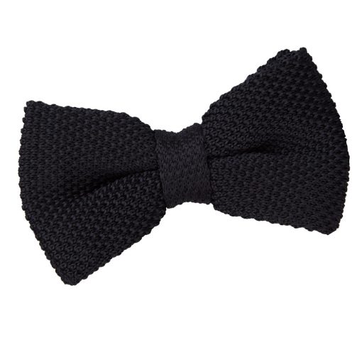 Black Knitted Pre-Tied Thistle Bow Tie