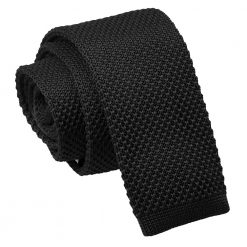 Black Knitted Skinny Tie