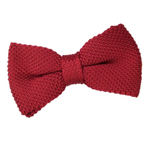 Burgundy Knitted Pre-Tied Thistle Bow Tie