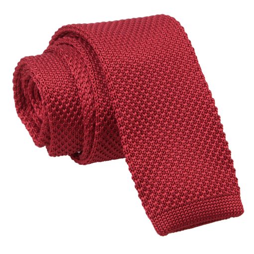 Burgundy Knitted Skinny Tie