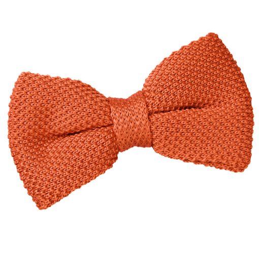 Burnt Orange Knitted Pre-Tied Thistle Bow Tie