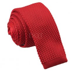 Crimson Red Knitted Skinny Tie