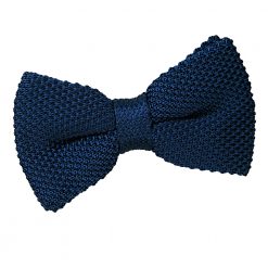 Navy Blue Knitted Pre-Tied Thistle Bow Tie