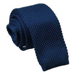 Navy Blue Knitted Skinny Tie