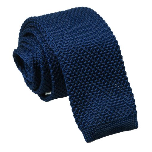 Navy Blue Knitted Skinny Tie