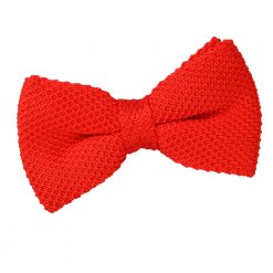 Red Knitted Pre-Tied Bow Tie