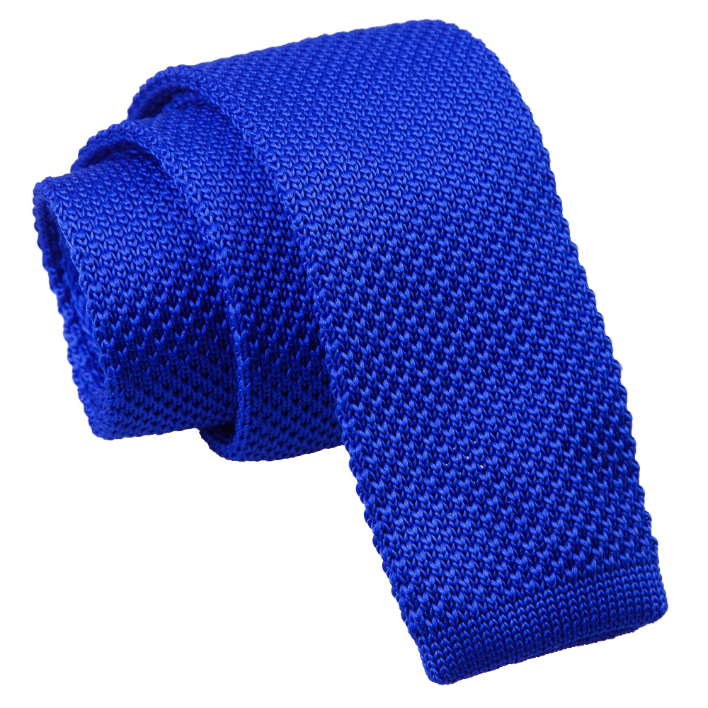 Royal Blue Knitted Skinny Tie James Alexander