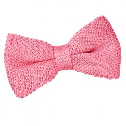 Strawberry Pink Knitted Pre-Tied Bow Tie