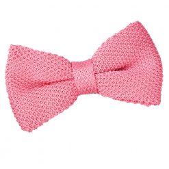 Strawberry Pink Knitted Pre-Tied Thistle Bow Tie