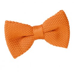 Tangerine Knitted Pre-Tied Thistle Bow Tie