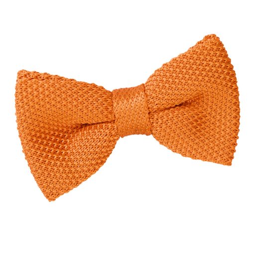 Tangerine Knitted Pre-Tied Thistle Bow Tie