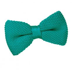 Teal Knitted Pre-Tied Thistle Bow Tie