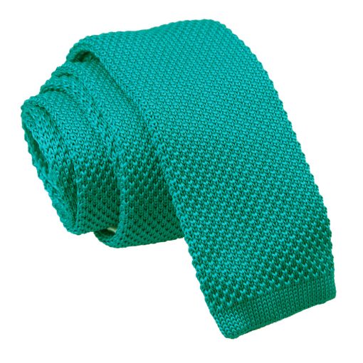 Teal Knitted Skinny Tie