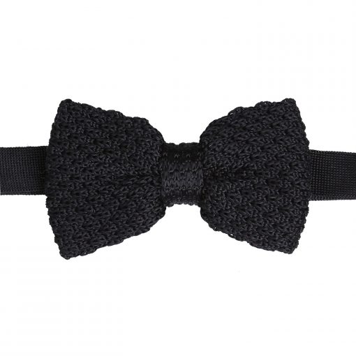 Black Grenadine Silk Knitted Pre-Tied Bow Tie