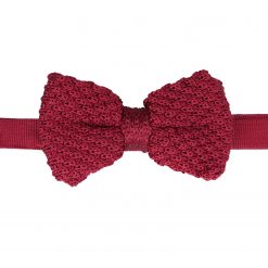 Burgundy Grenadine Silk Knitted Pre-Tied Bow Tie