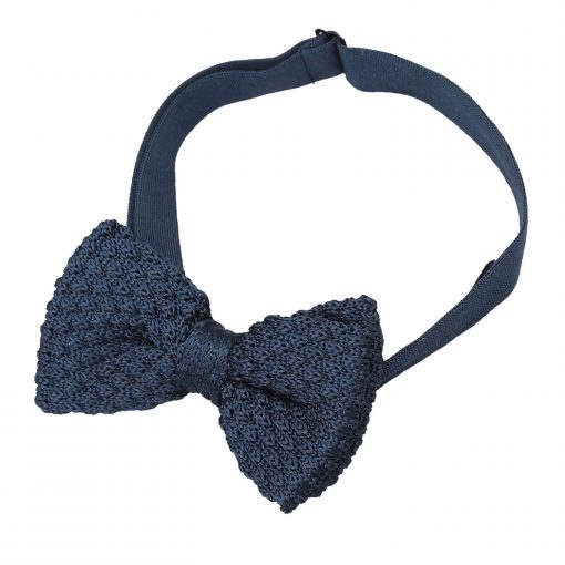 Navy Blue Grenadine Silk Knitted Pre-Tied Bow Tie