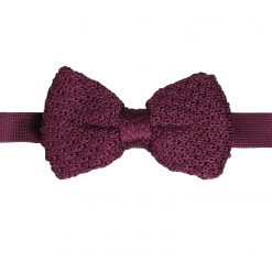 Plum Grenadine Silk Knitted Pre-Tied Bow Tie