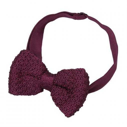 Plum Grenadine Silk Knitted Pre-Tied Bow Tie