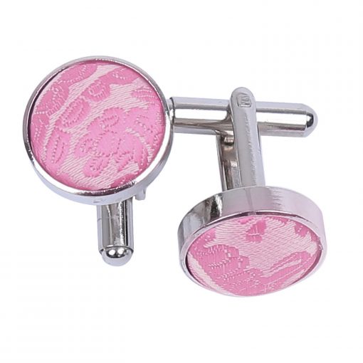 Baby Pink Paisley Silver Plated Cufflinks