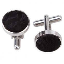 Black Paisley Silver Plated Cufflinks