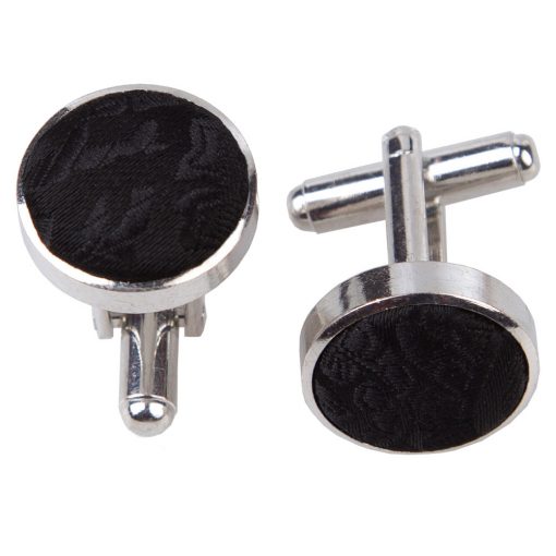 Black Paisley Silver Plated Cufflinks